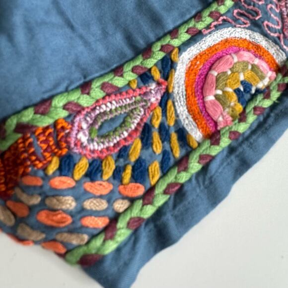 Raga Anthropologie Shorts Embroidered‎ Pull On Blue Boho Size S NEW - Picture 5 of 11